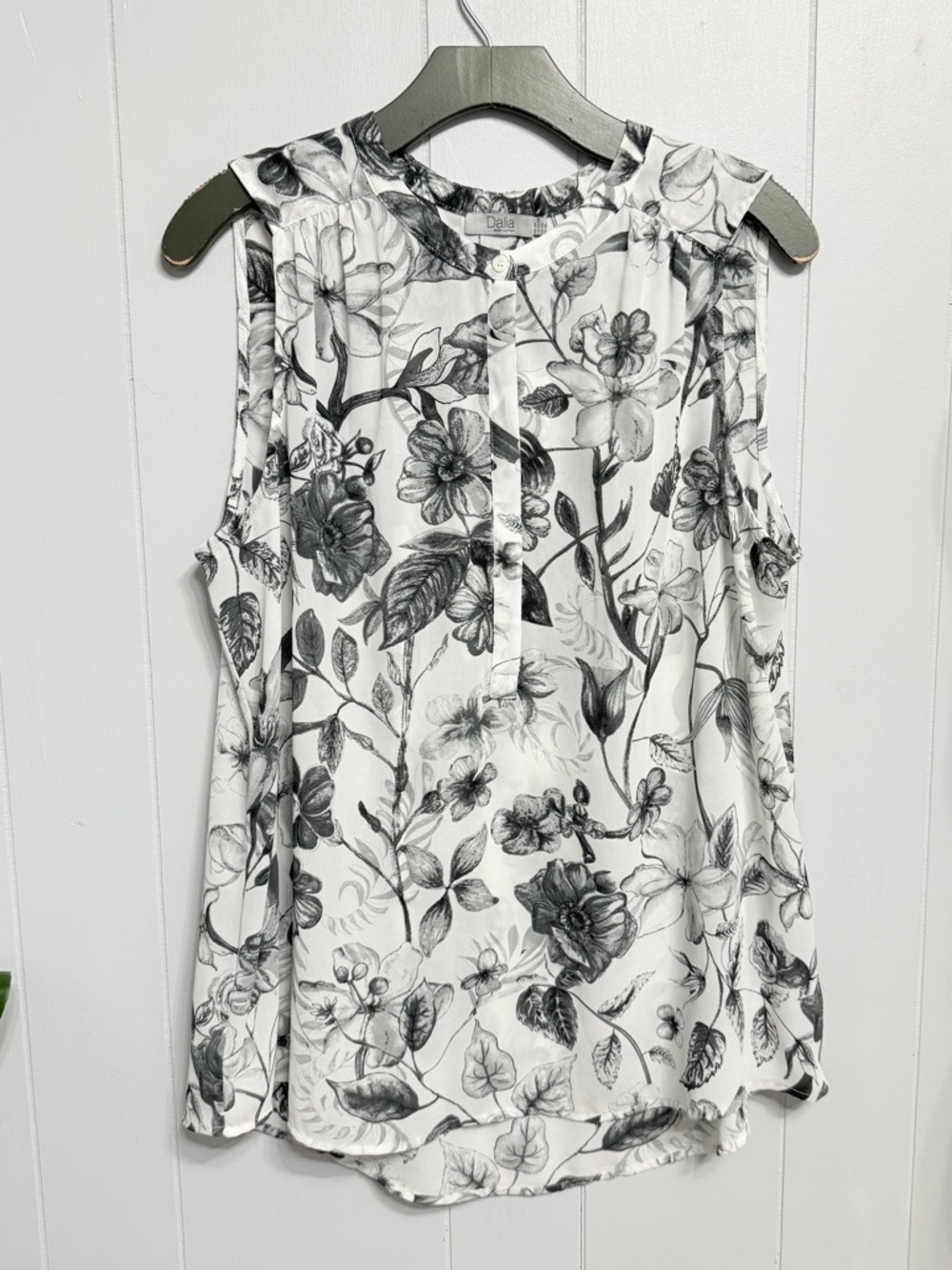 #17)  Dalia Black & White Floral Sleeveless Camisole